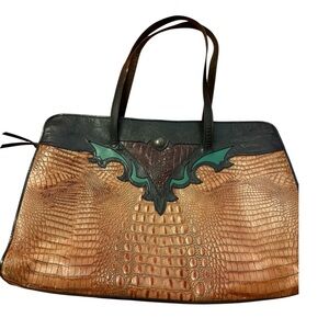 Vintage Handbag Featuring Genuine Snakeskin Leather